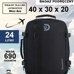 Plecak-torba kabinowa Discovery Andes czarny 40x30x20