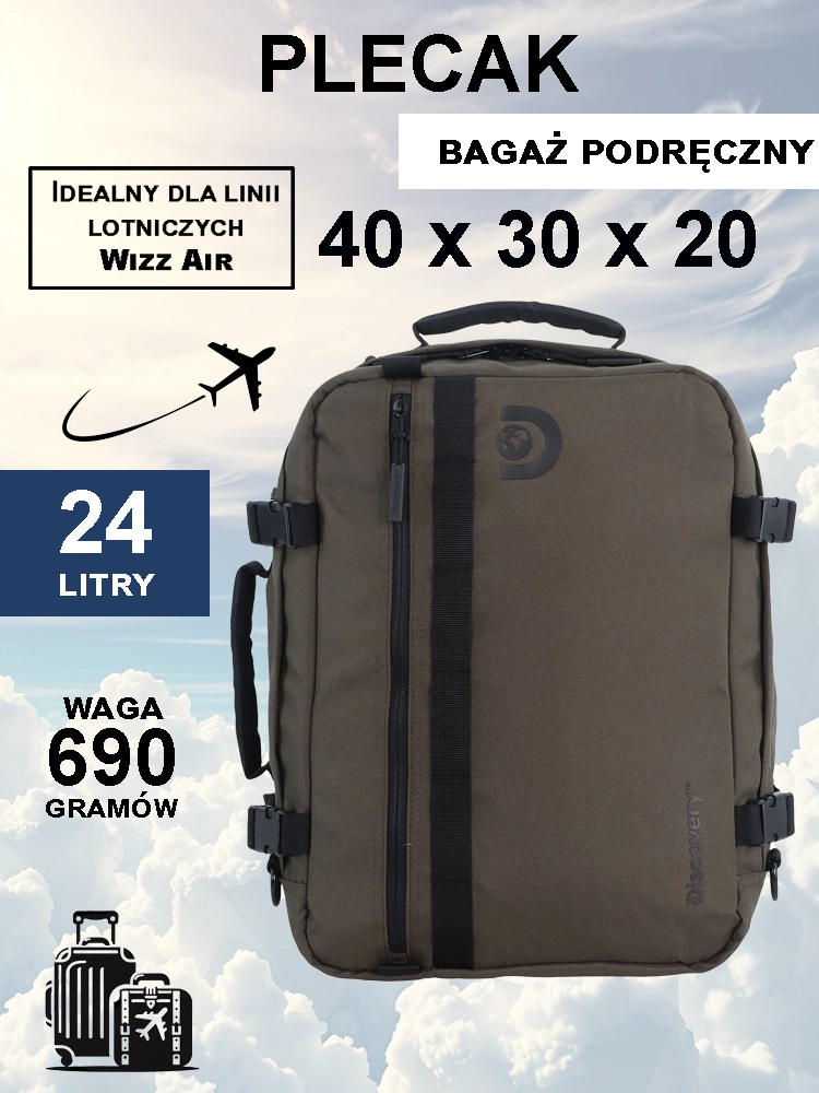 Plecak-torba kabinowa Discovery Andes khaki 40x30x20